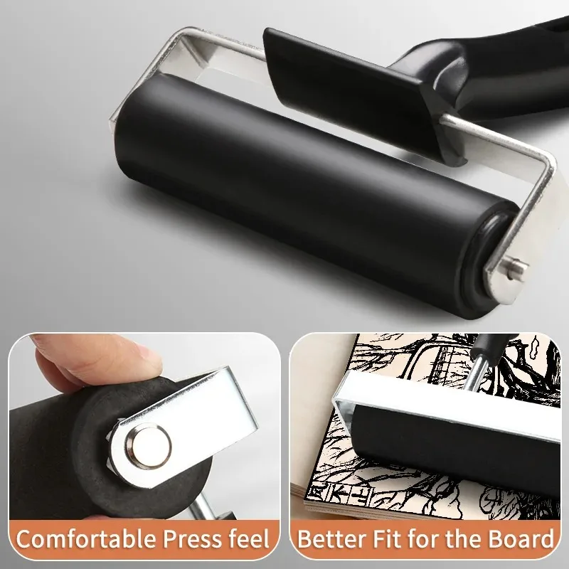 New! For Printing Ink Blocks,Craft Stamping  Rubber Brayer Roller for Printmaking,Gluing,Engraving,Wallpapers