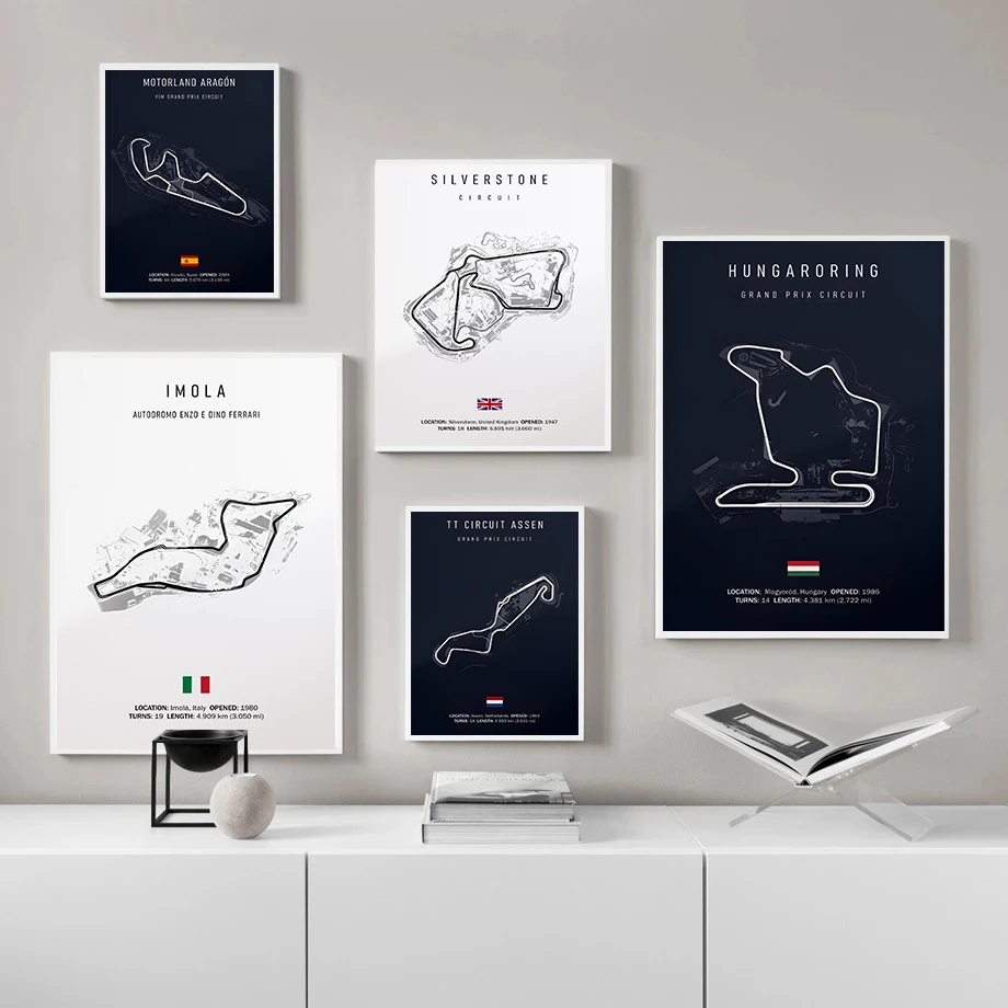 Minimalist 2026 Racetrack Poster Curvy Track Race Motorcycle Grand Prix Prints Canvas Painting Wall Art Picture Home Room Decor