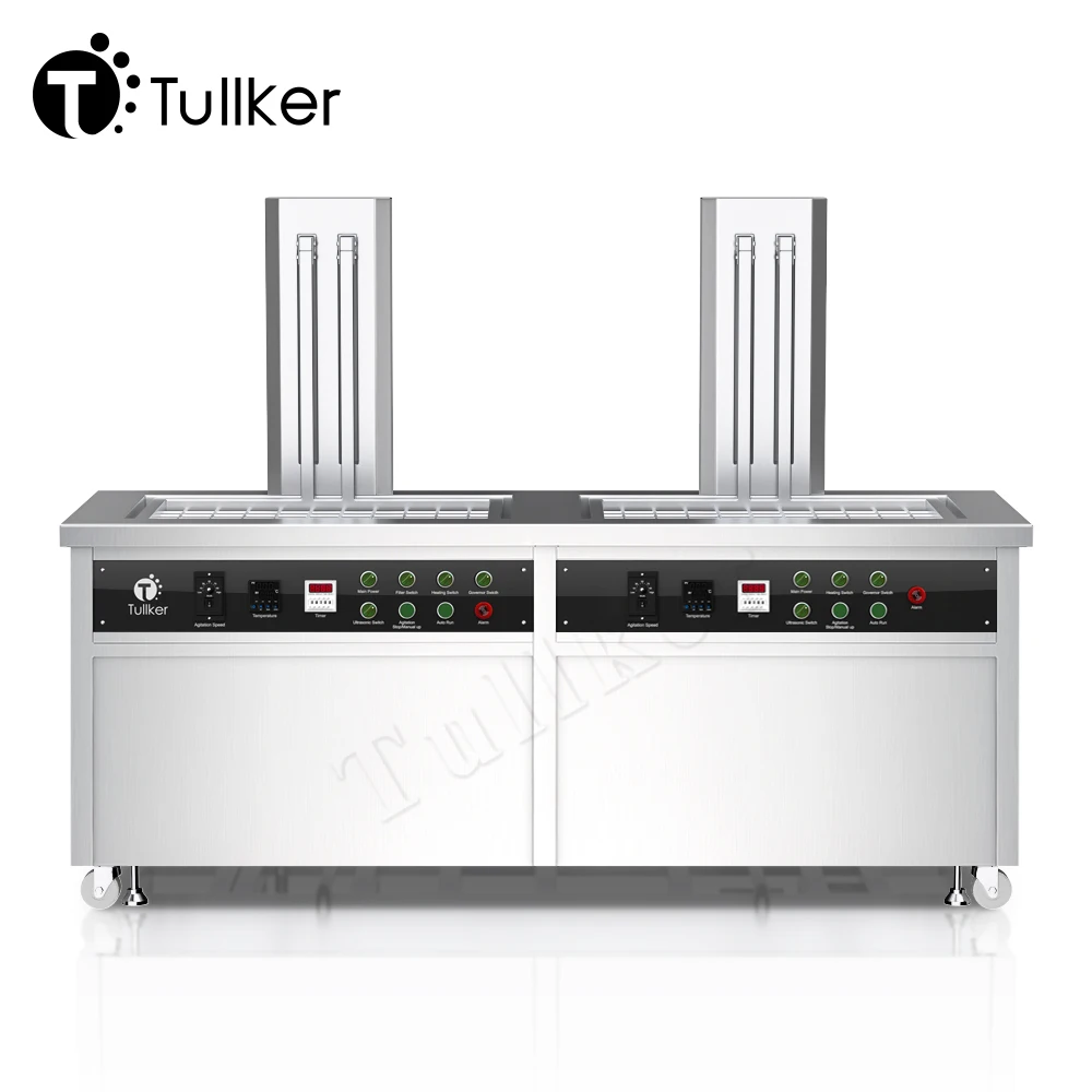 Customized Two Tanks Ultrasonic Cleaner Agitation Lift System Rinse Filtration Repair Shop Factory Save Human Labor 45L To 1000L