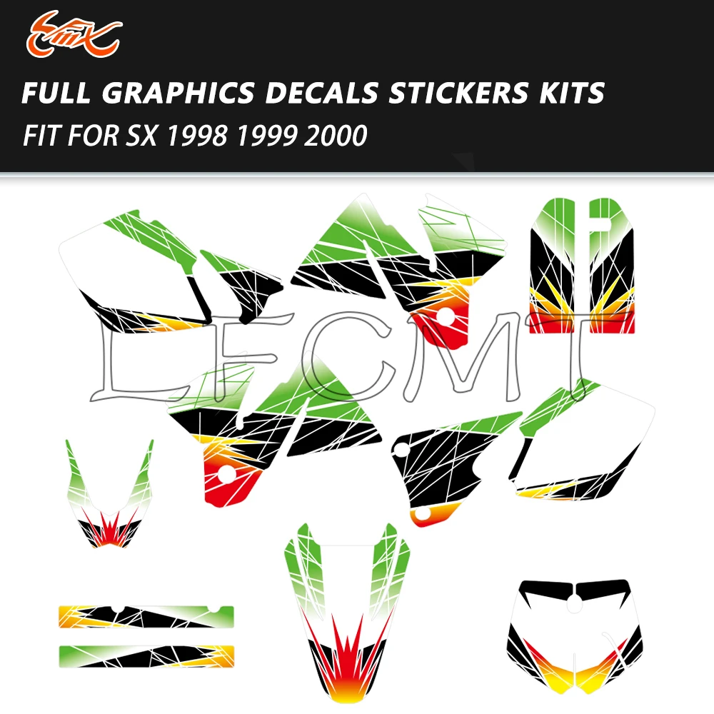 Full Set Motorcycle Thickened Graphics Decals Stickers Kit Fit for KTM SX 125 200 250 380 400 520 SX 1998 1999 2000