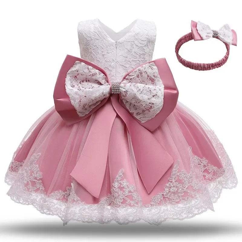 Toddler Baby Girls Lace Dress Kids Flower Elegant Wedding Princess Birthday Tutu Dress Children Christmas Party Formal Clothing