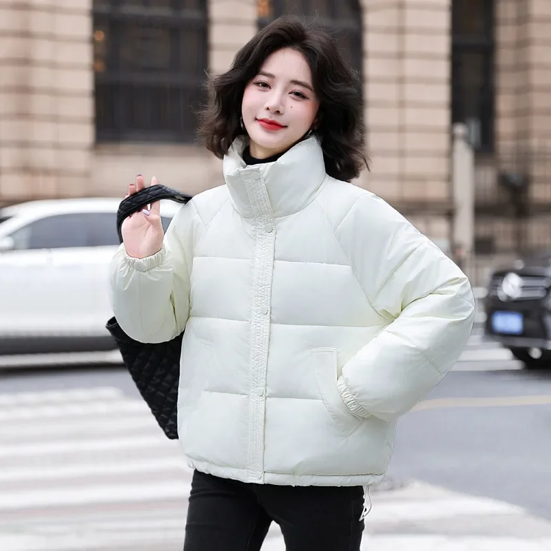 Women Parkas Winter Warm Loose Puffy Coats Cotton Padded Stand Collar Korean Jackets Black Fashion Female Clothes