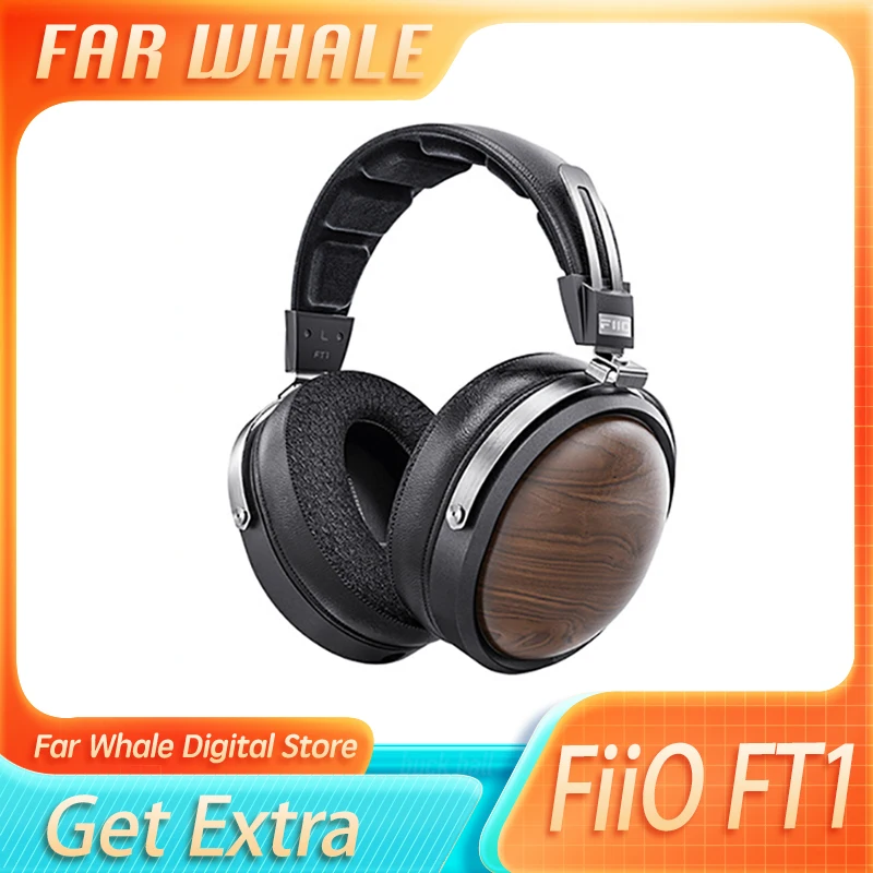 FiiO FT1 HIFI Wired Headphones Walnut Wood Earphones 60mm Dynamic CCAW Nanowood Fiber Composite Diaphragm Esport Custom Headsets