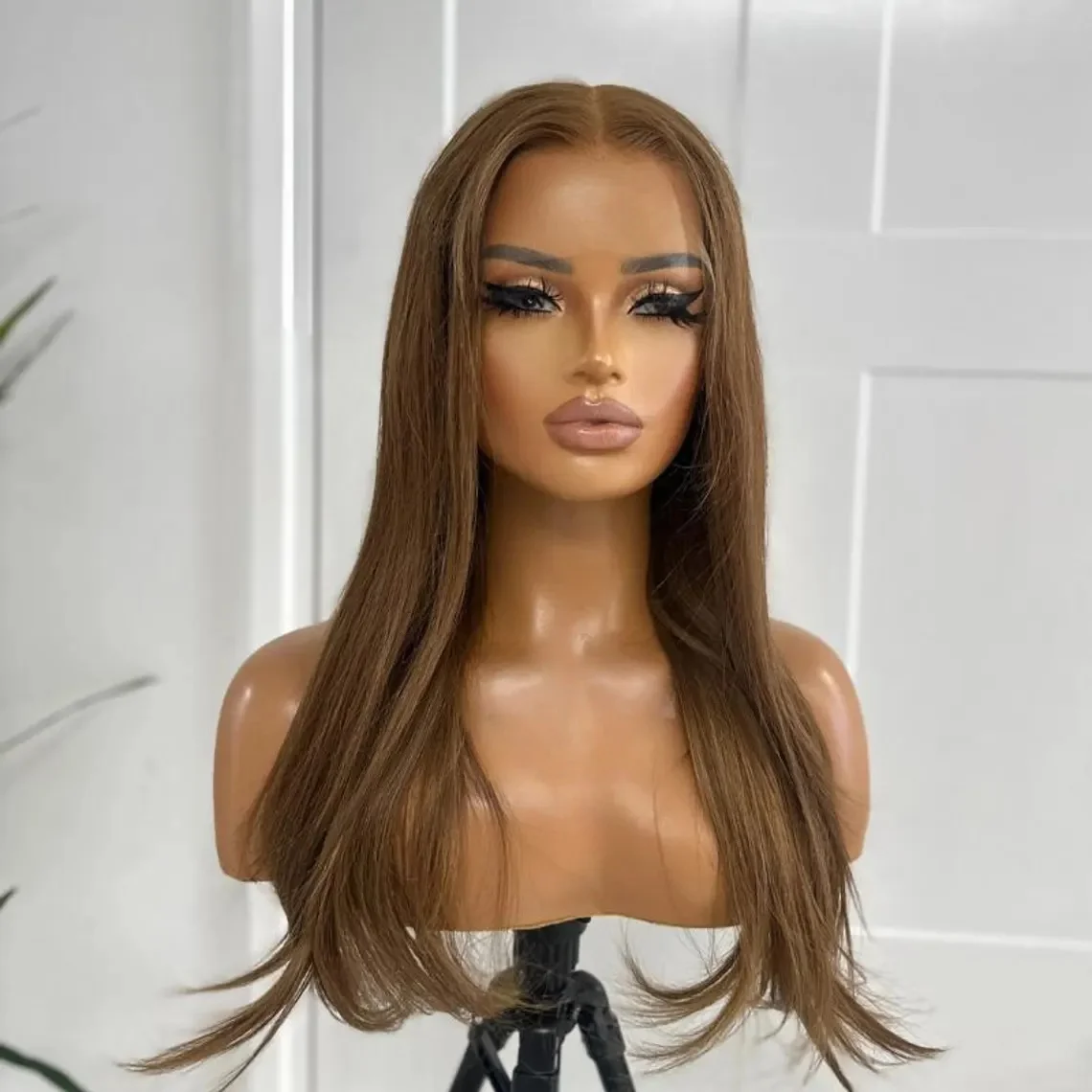 

Long Straight Soft Brown Glueless 5x5 Silk Base Jewish Human Hair With BabyHair HD Lace European Hair Preplucked