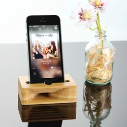 Desktop Cell Phone Stand with Wooden Amplifying Sound Function