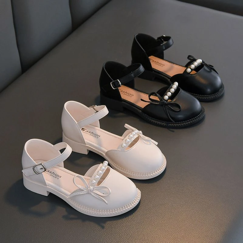 

Kids'Casual Shoes Fashion Sandals PU Leather Sequin Bow Solid color Summer Shoes For Girls Black White Shoes Size 28-37