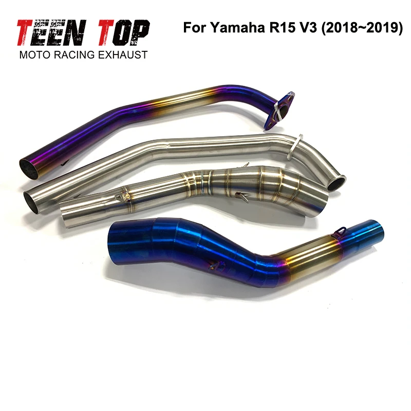 For Yamaha YZF R15 MT125 R125 V3 2018 2019 Motorcycle Exhaust Muffler Front Middle Link Pipe Escape Muffler 51mm Motobike Tube