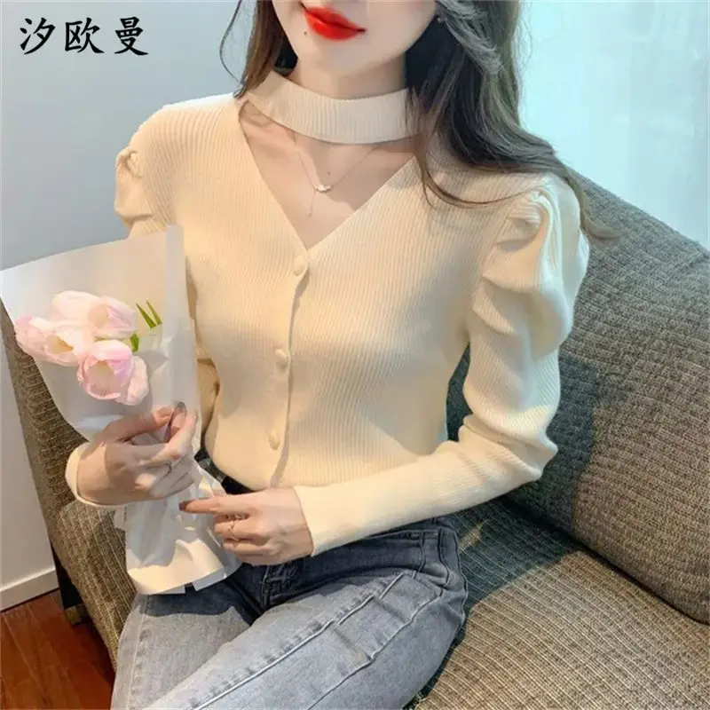 

Solid Color Knit Shirt Sexy Sweaterwinter Clothes Women Sweater Sweaters for Women Cardigans Kawaii Clothes Versatile Top Solid