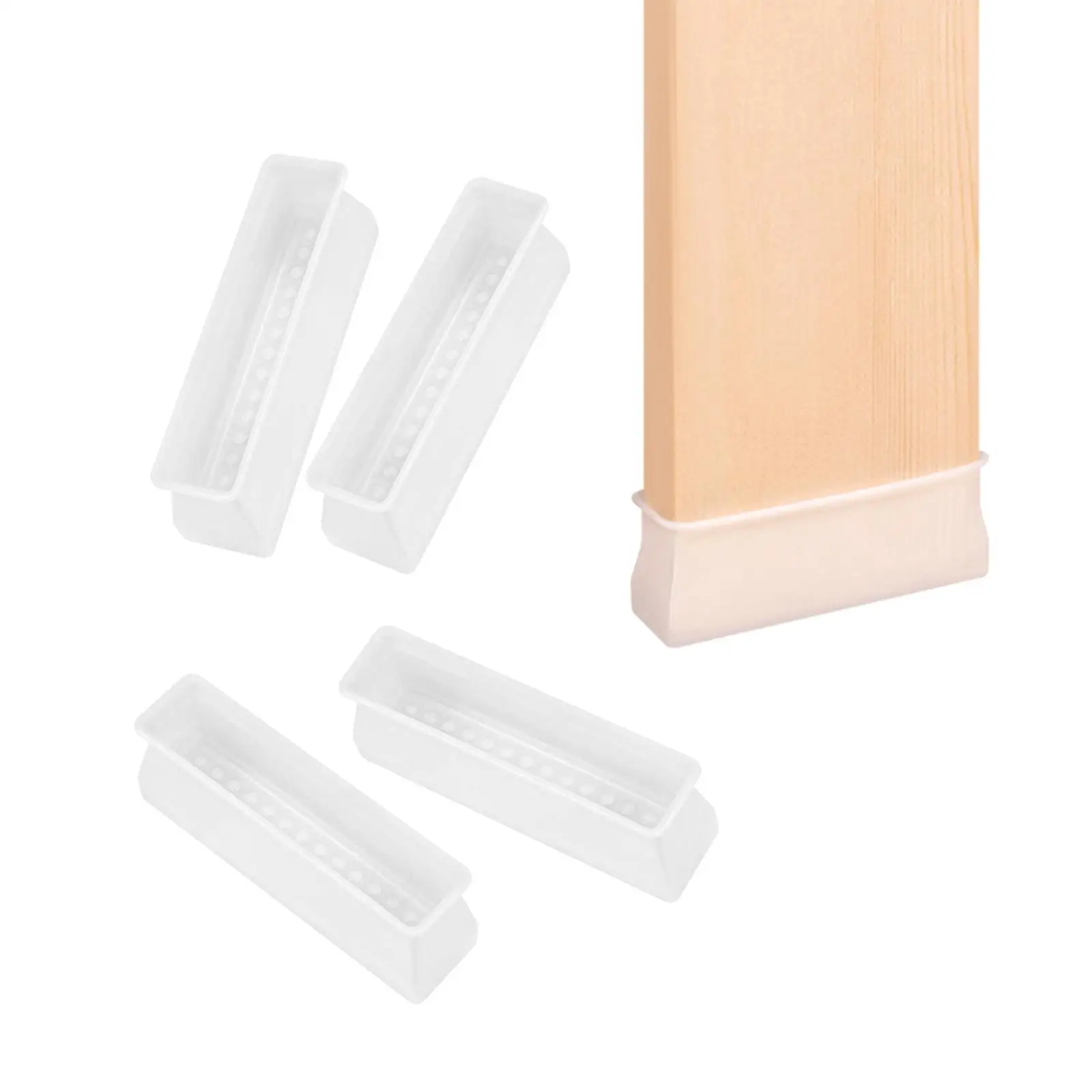 4 Pieces Non Slip Bed Leg Mat Rectangular Silicone Chair Feet Pad for Bed Accessories