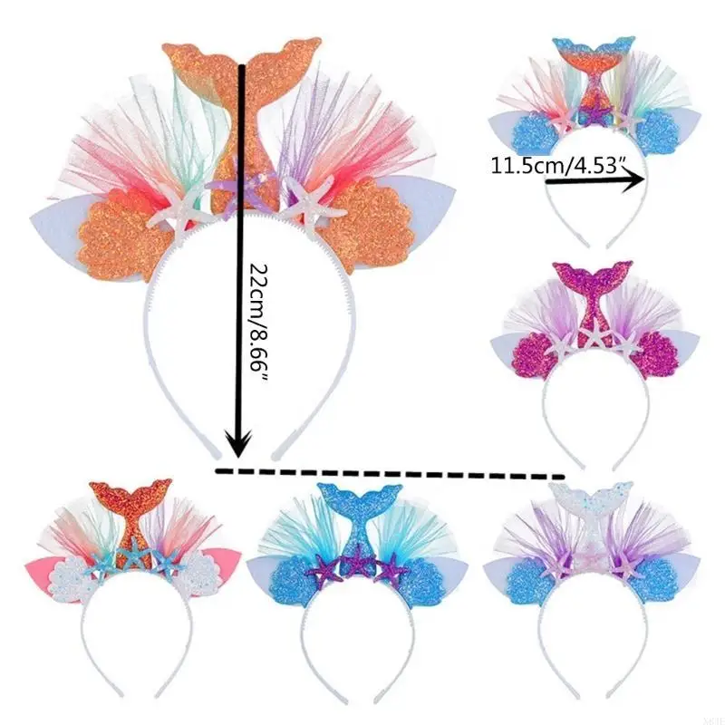 

N84E Красивый головной убор Яркая повязка на голову Модное украшение для волос Сетчатые украшения для волос