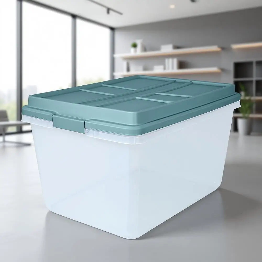 

Квартовый хай-рестовый контейнер для хранения с крышкой, штабелируемая пластиковая сумка-контейнер для организации дома, офиса и класса, упаковка из 6 штук, дым