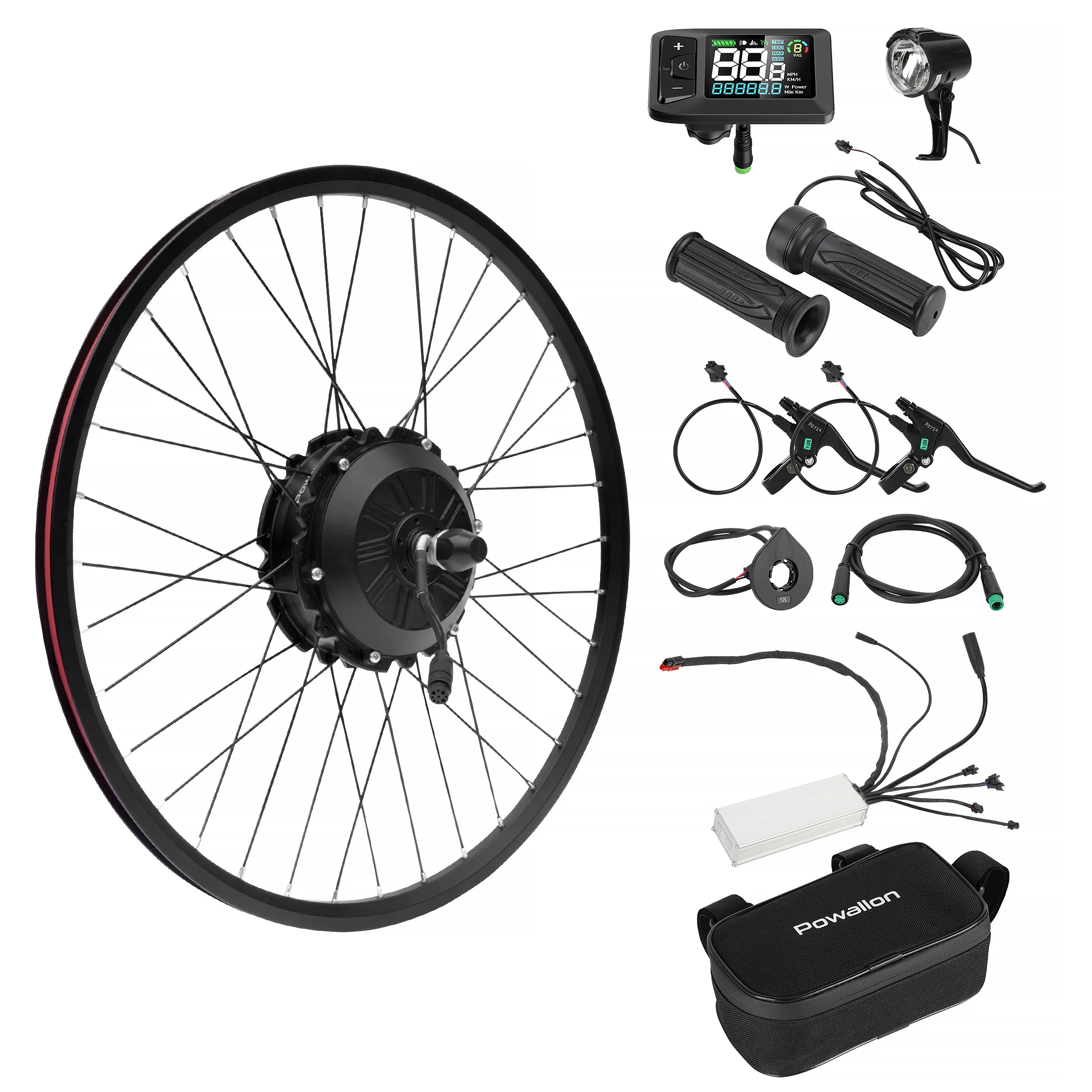 Powallon 48v 1000w Electric Bike Conversion Kit, 1300w Peak Power,Applicable to 26*1.95-inch Wheel MTB