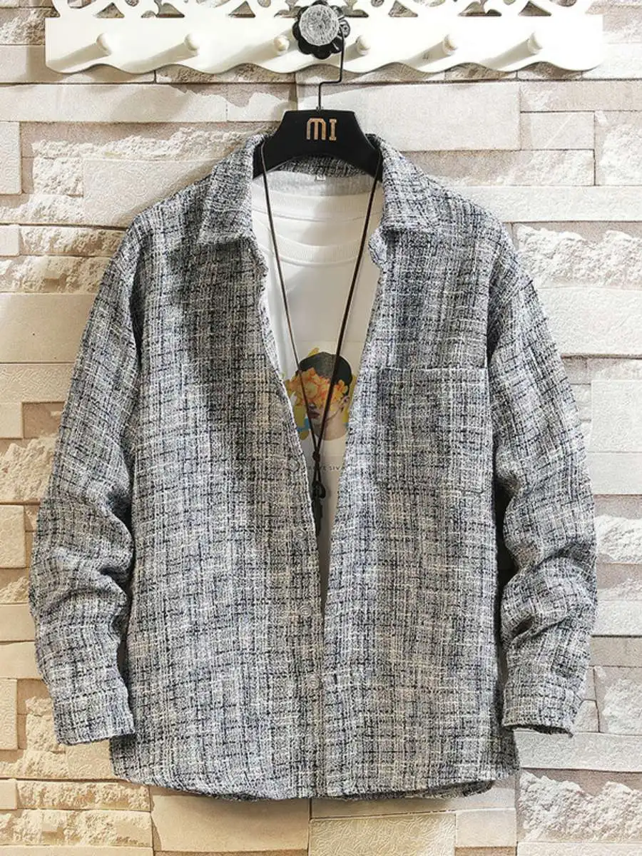 

Lamb Velvet Fce Lined Long Sve irt Мужские большие размеры Thiened Свободные осенне-зимние куртки Casual Travel Pure Color