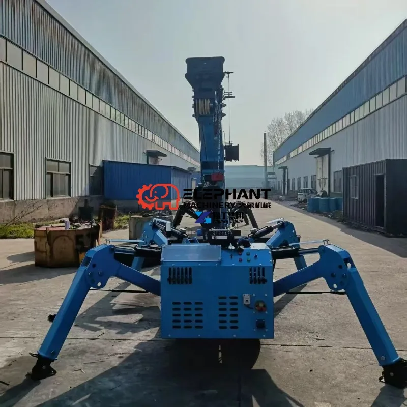 1.5T 3T 5T Electric Diesel Mini Spider Crawler Crane, 360° Rotatable Telescopic Boom for Indoor Roof Material Lifting Work