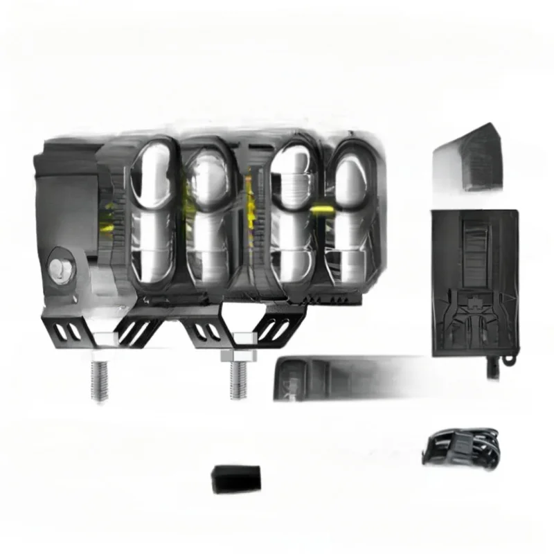 For Motorcycle 120W LED Spotlight with Complete Wiring Kit Dual-Color Waterproof Level IP67