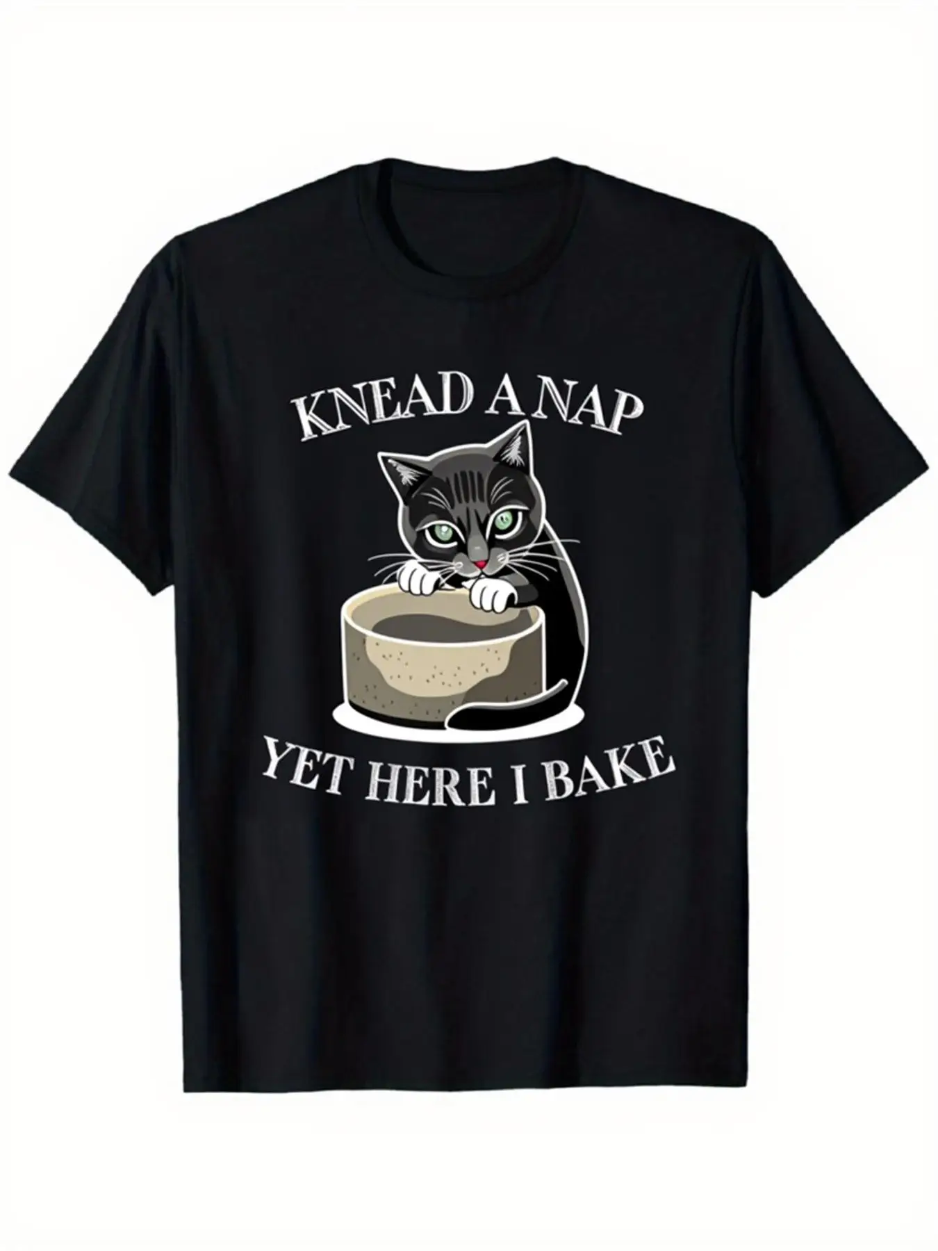 Knead a Nap Black Cat T-Shirt - Fun Graphic Tee with Whimsical Cat Designs and Playful Text - Perfect Casual Top for Cat Lovers, and a Great Gift Idea for Friends and Family
