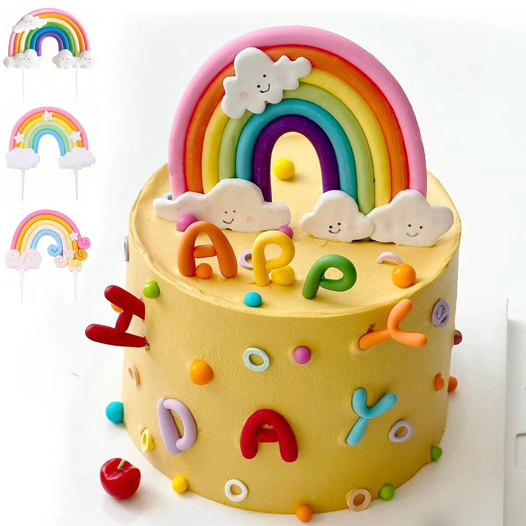11 teile/satz Stern Dekor Regenbogen Alles Gute Zum Geburtstag Tag Kuchen Topper für Geburtstag Party Kuchen Dekoration