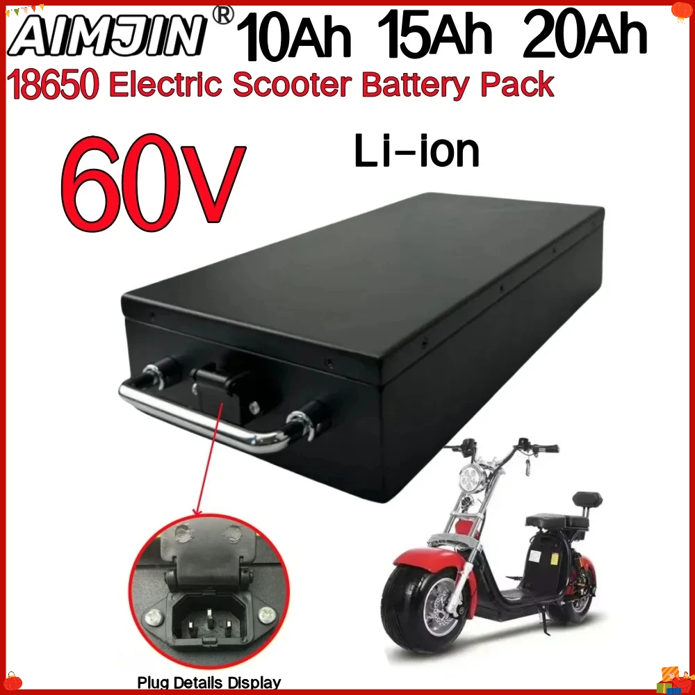 👍 60V 20Ah-60Ah 2000W electric scooter free charger electric car lithium battery for Harley two-wheel foldable Citycoco