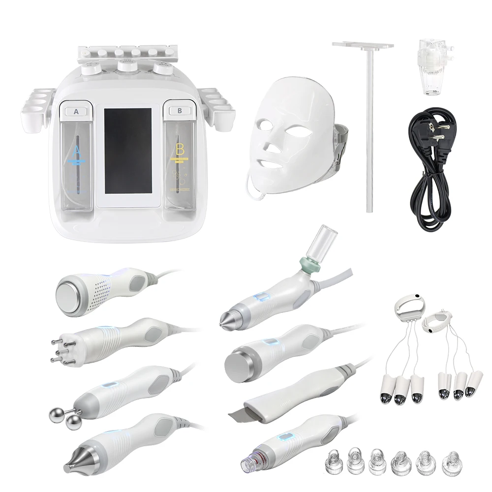 AOKO Newest Facial Cleansing Machine 10 in 1 Skin Care Tool Hydro H202 Water Hydrogen Oxygen Deep Cleaning Abrasion Device