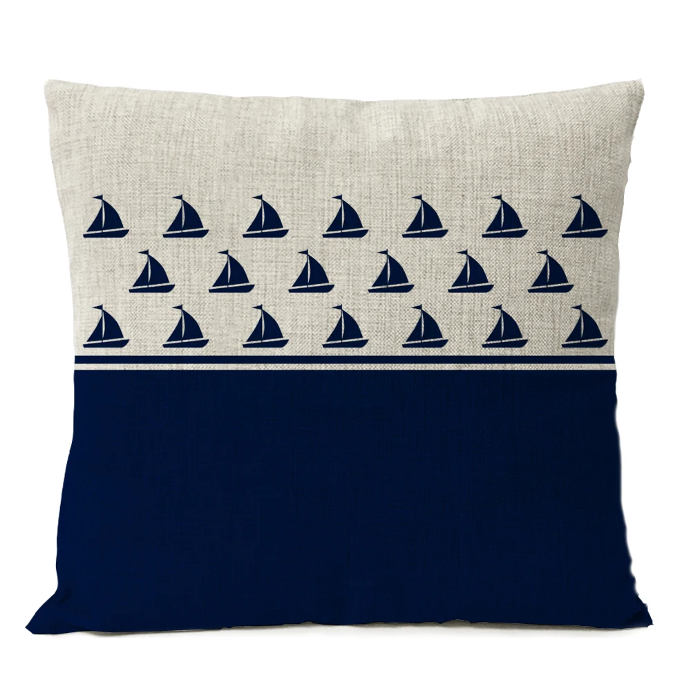 Blue Sea Pillow Cover Boat Anchor Pillowcase Home Boho Decor Cushions Home Decor Luxury Designer Office Chairs 40x40 45x45 50x50