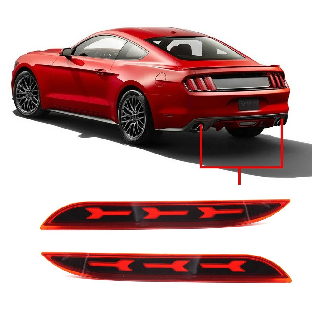 For Ford Mustang 2015-2018 Car Rear Bumper Light Reflector Rear Surround Light Aircraft Pattern Turn Signal Driving Brake Lamp