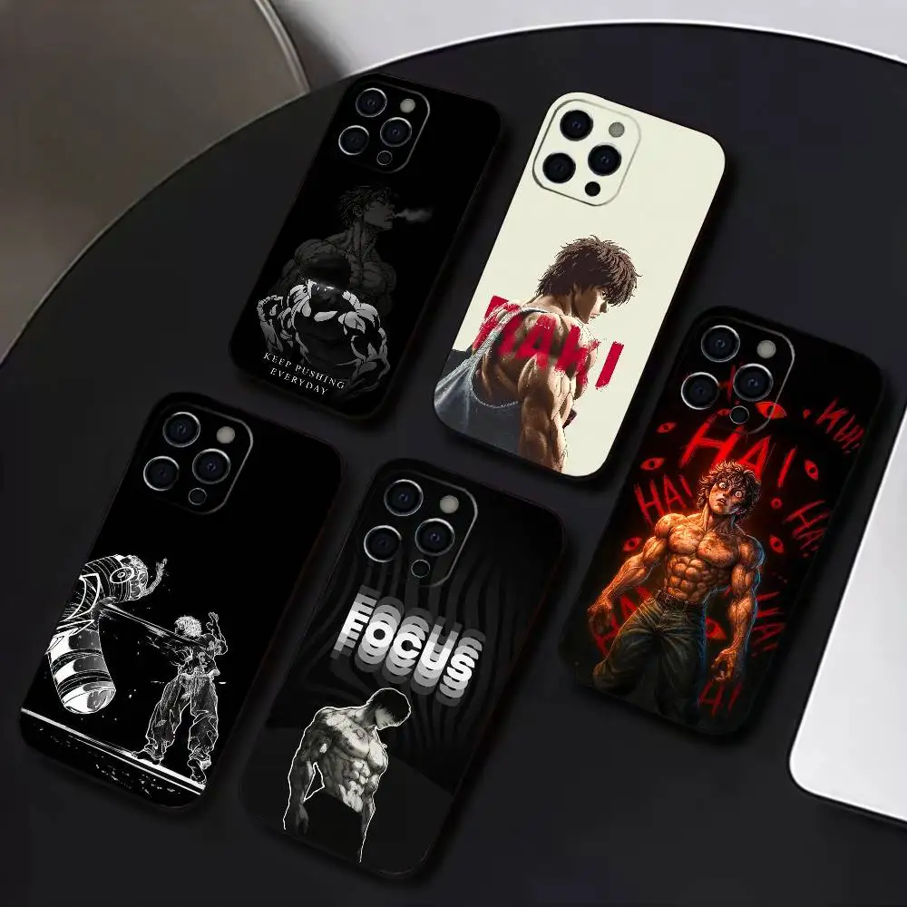 

Anime B-Baki Phone Case For iPhone 17,16,15,14,13,12,11 Plus,Pro Max,XS,Soft Silicone Black Cover