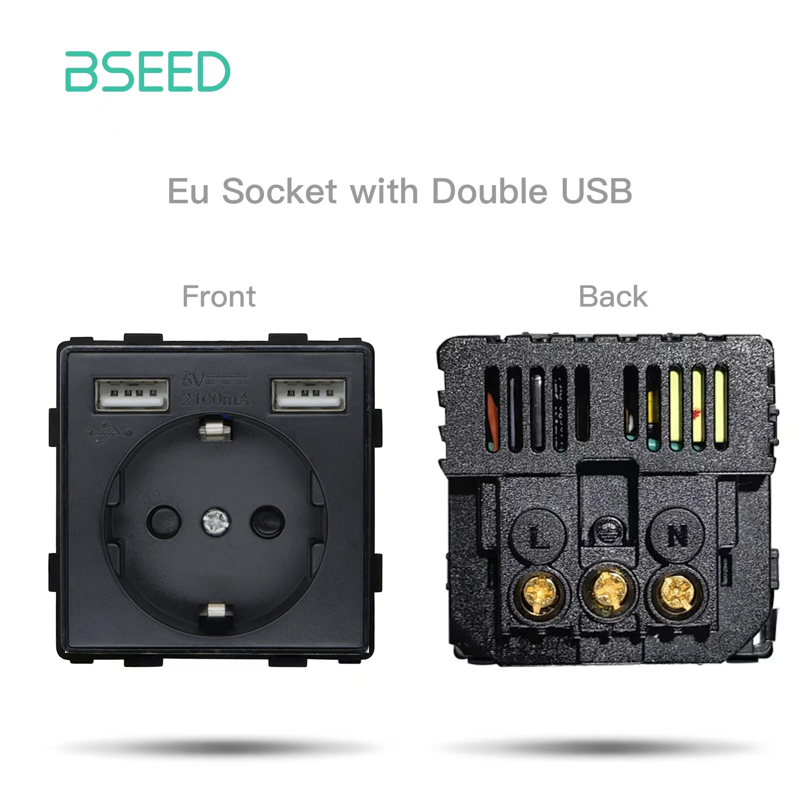 Bseed EU Standard USB Typ-C Buchse Teile Taste Schalter Internet TV HDMI Satellit Mit Glas Rahmen Schwarz DIY Funktion teile