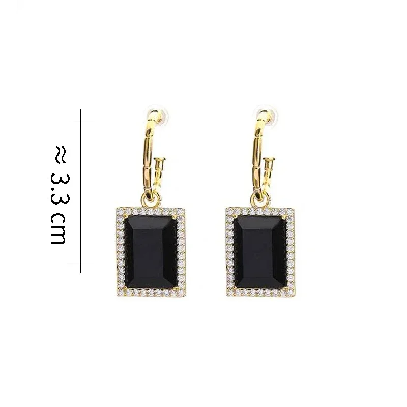 

Real 925 Sterling Silver Zircon Square Pendant Stud Earrings for Women Minimalist Vintage Fine Jewelry Geometric Accessories