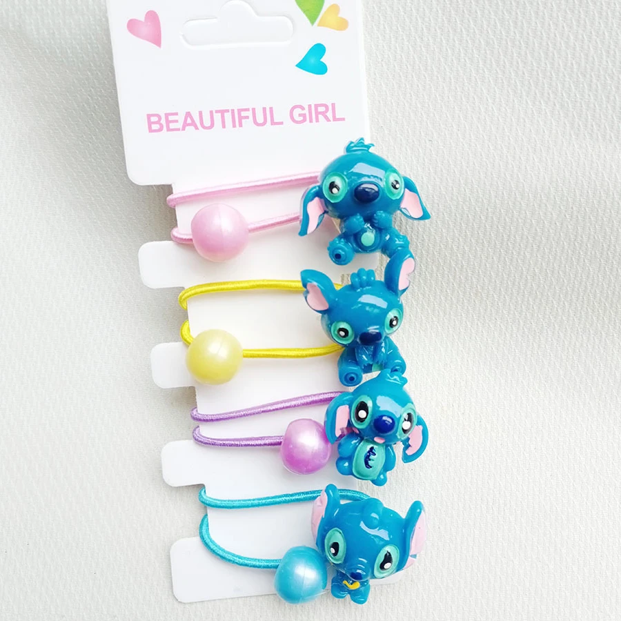 Disney Anime Lilo & Stitch Hair Bands Kawaii Stitch Hairpin Cartoon Rubber Band Hair Accessoires Girl Gifts Toy