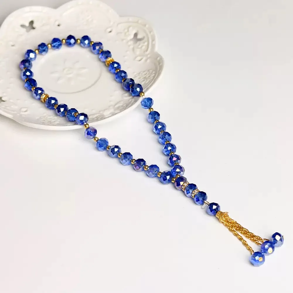 33 Beads 10MM Crystal Prayer Tasbih, Middle Eastern Festival Counting Misbaha Rosary Gift