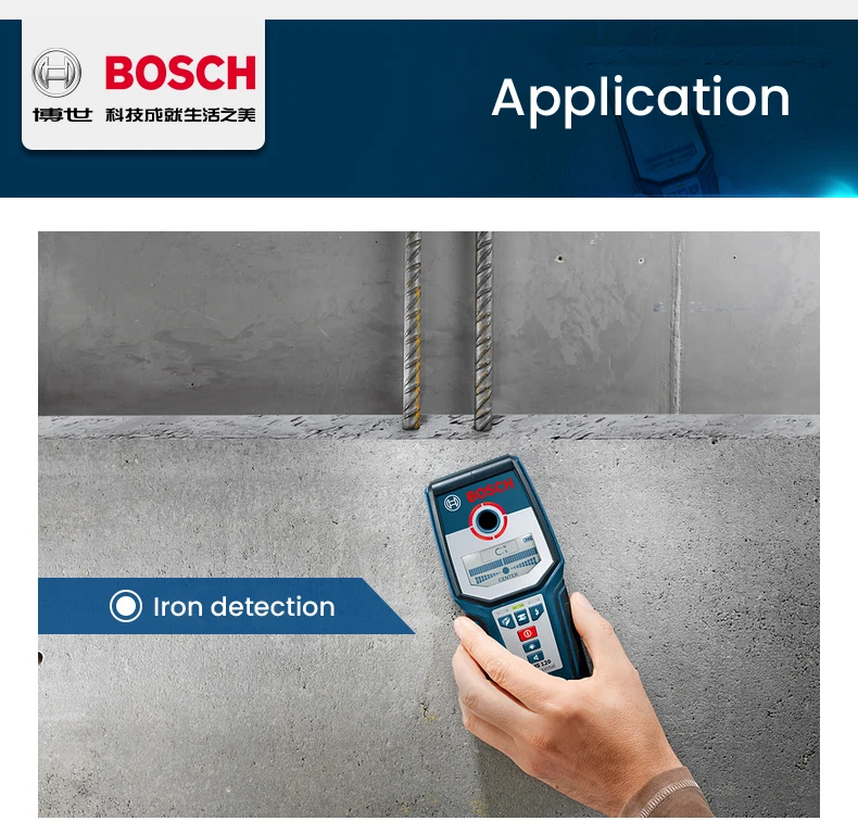 Bosch GMS 120 wielofunkcyjny skaner ścienny drewno metal żywy wykrywacz drutu automatyczna kalibracja LED trójkolorowy Halo Prompt