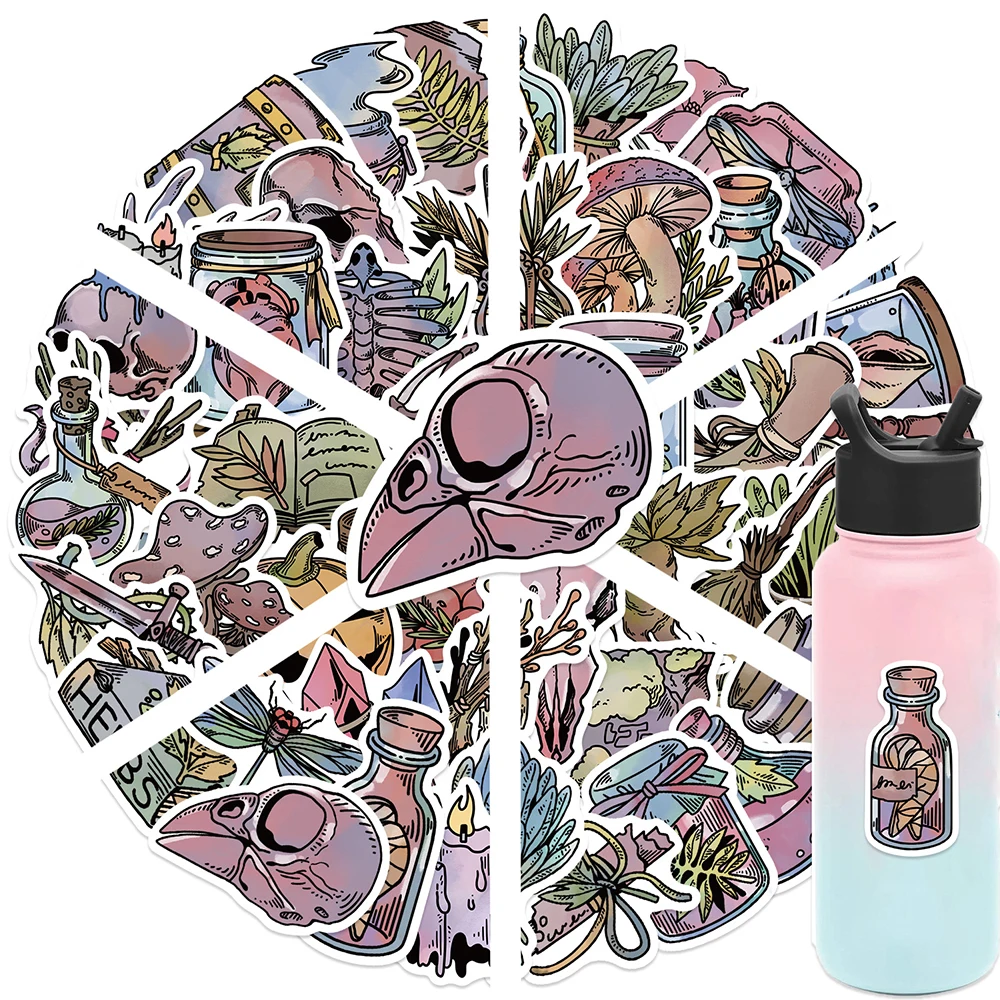 10/30/50pcs Retro Cartoon Forest Witch Graffiti Stickers Gothic Apothecary Decals Scrapbook Laptop Guitar Phone Cool Sticker Toy