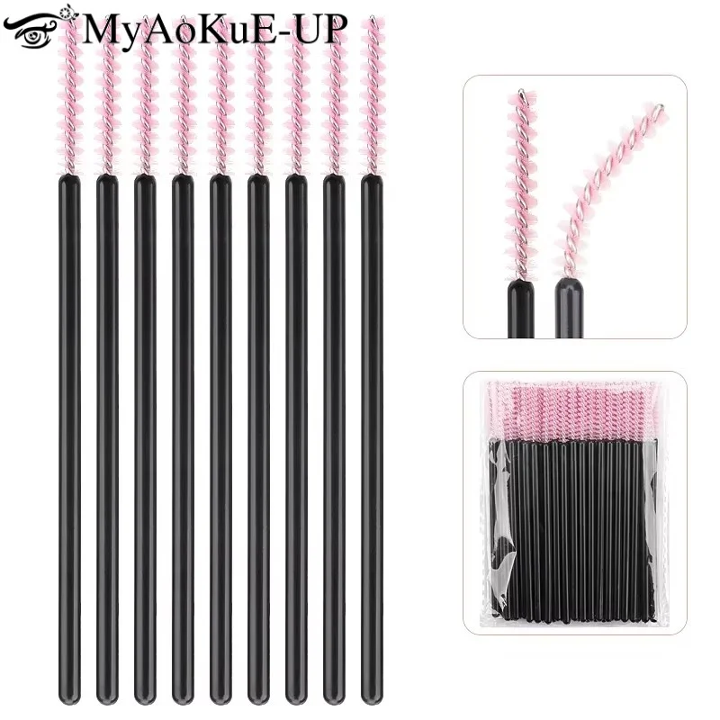 50Pcs Disposable Eyelash Makeup Brush Crystal Eyebrow Comb Mascara Wand Lash Lifting Microbrush Eyelashes Extension Beauty Tool