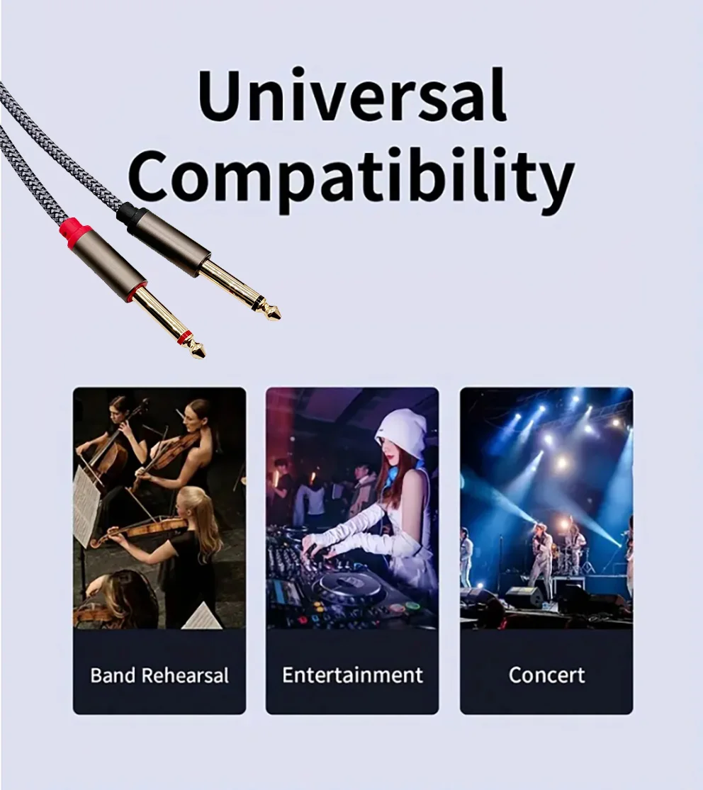 Dubbele 6,35 mm 1/4 TS naar dubbele 1/4 TS-stereokabel, connector