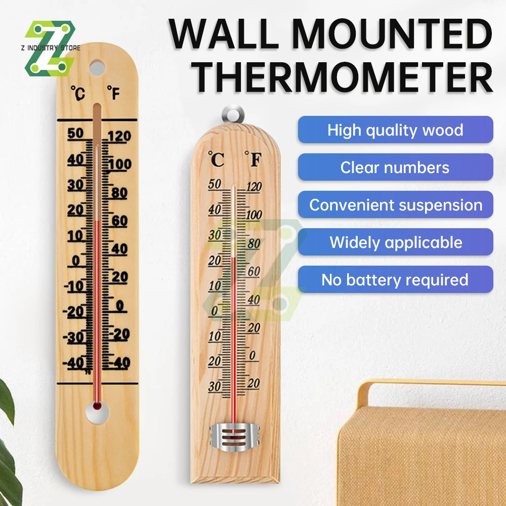 -30~50 ℃/-20~120℉ Wooden Thermometer Home Decoration Thermometer Environmental And Safety Kerosene Thermometer