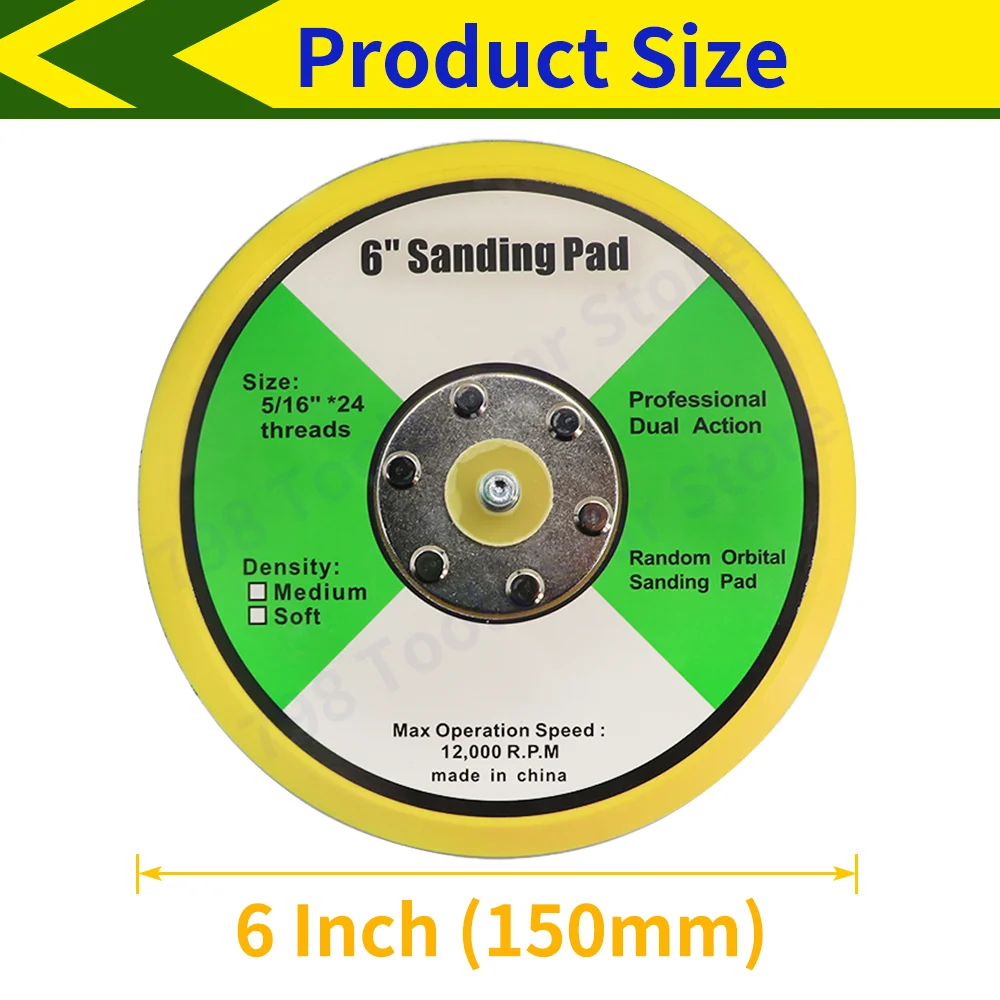 Imagem -02 - Air Random Orbital Sander Backing Plate Hook And Loop Backing Plates Polisher Pad para Lixar da Pol 16 Pol 24 Thread 150 mm 6in 1pc