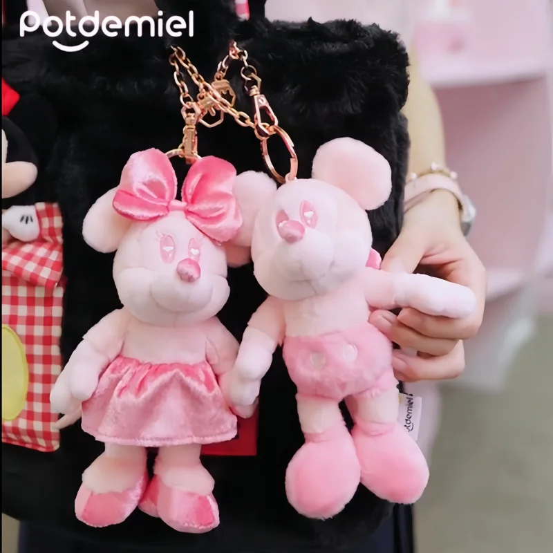 Disney Mickey Minnie Pink Pot De Miel Stuffed Plush Dolls Wedding Bed Decorative Couple Pendant Toys For Wedding Romantic Gifts