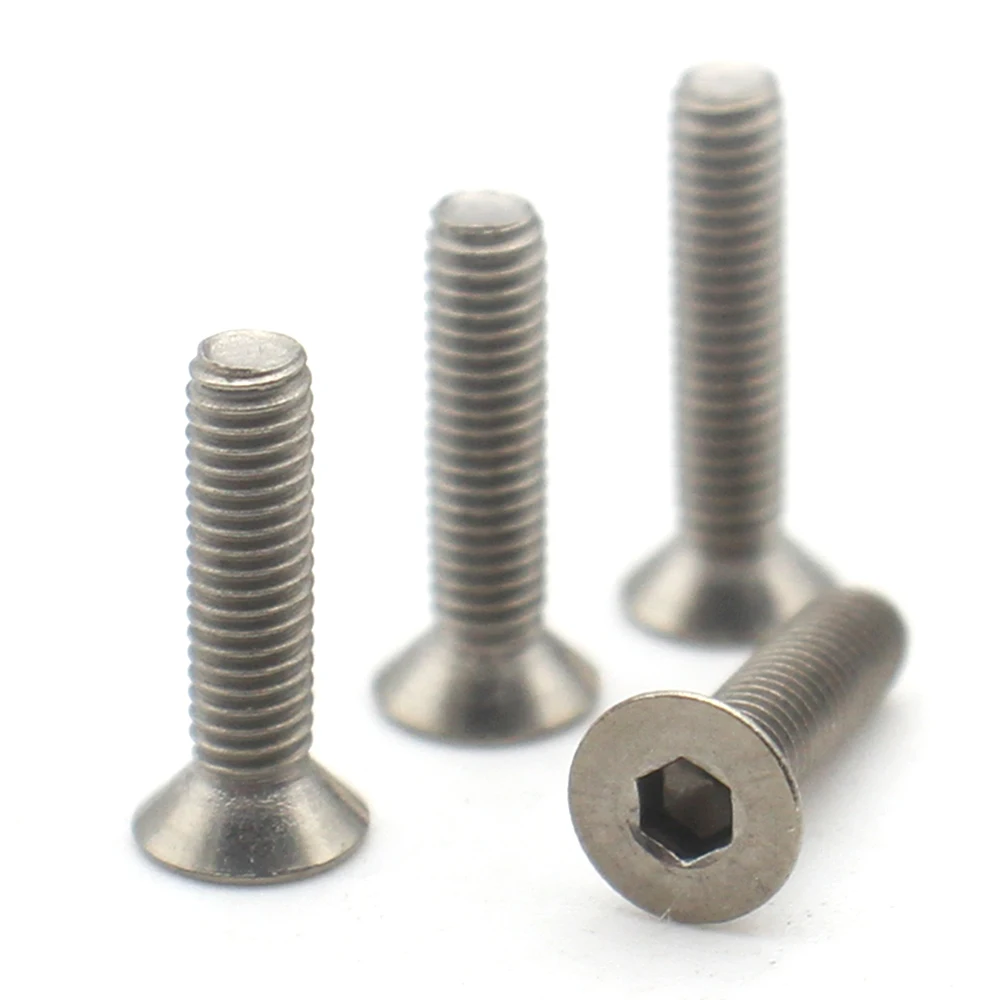 2-10pcs M2 M2.5 M3 M4 M5 M6 M8 M10 DIN7991 TA2 Pure Titanium Hexagon Hex Socket Flat Countersunk Head Allen Screw Bolt L=3-50mm