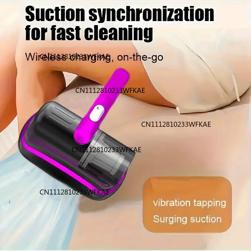 Wireless hand-held mattress vacuum cleaner with UV-C light HEPA filter and ultrasonic vibrating 12KPa bed sofa car seat carpet