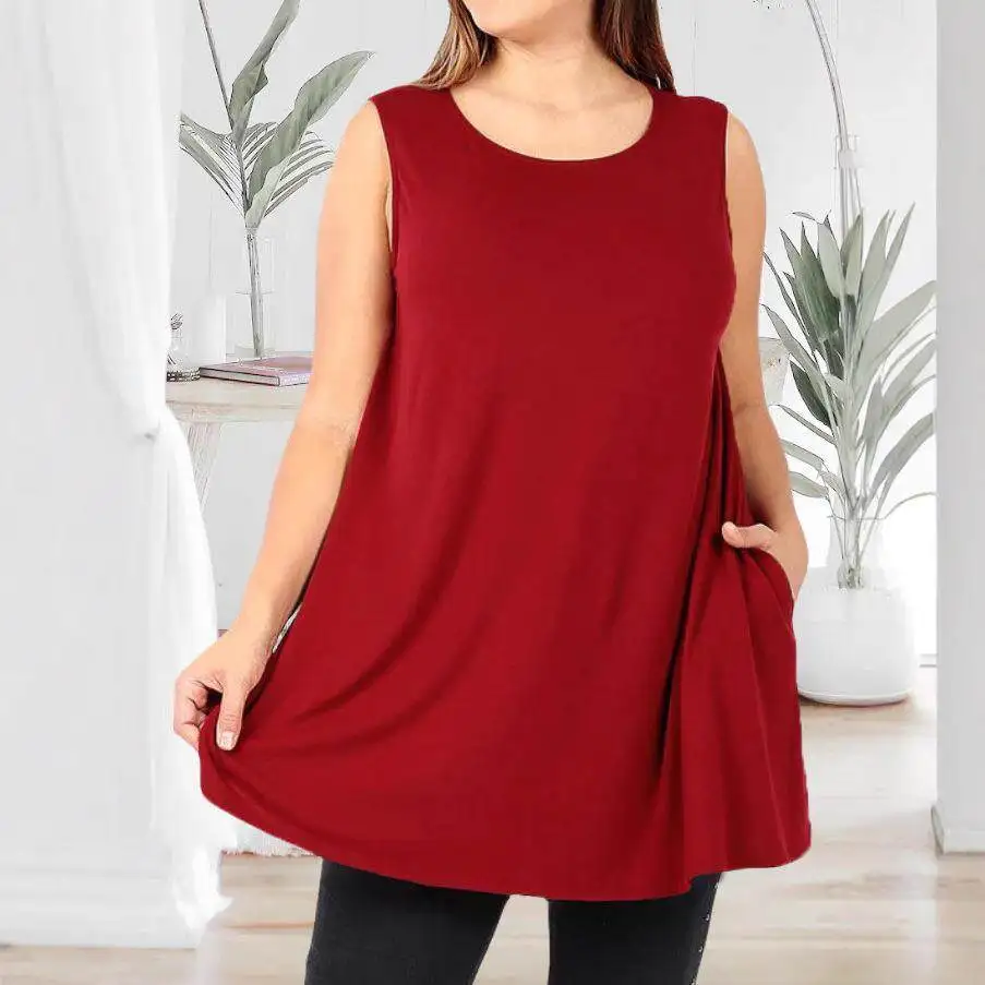 

Loose round Neck Color Women's Dress Large Size Comfortable Fit Maxi Dress for Autumn Season Sleeveless Fashion