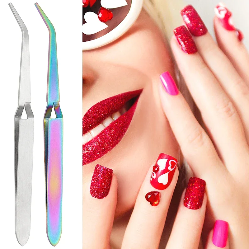 1pMultifunction Stainless Steel Nail Art Shaping Tweezers Cross Nail Clip Manicure Tools Curve Sculpture Clip Nail Art Equipment