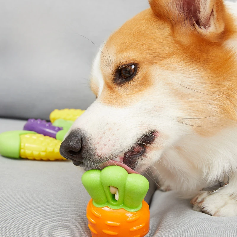 Dog Toys Voice Pet Resistant To Bite Molar Teeth Cleaning Interactive Carrot Corn Eggplant Vegetables Perros Chew Toys