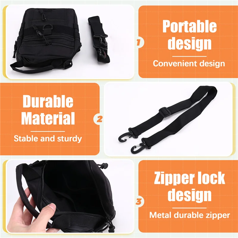 A23I-buitenborsttas Rugzak Kamperen Reizen Outdoor Handtas Wandelen Schoudertassen Messenger Viszakje Zwart