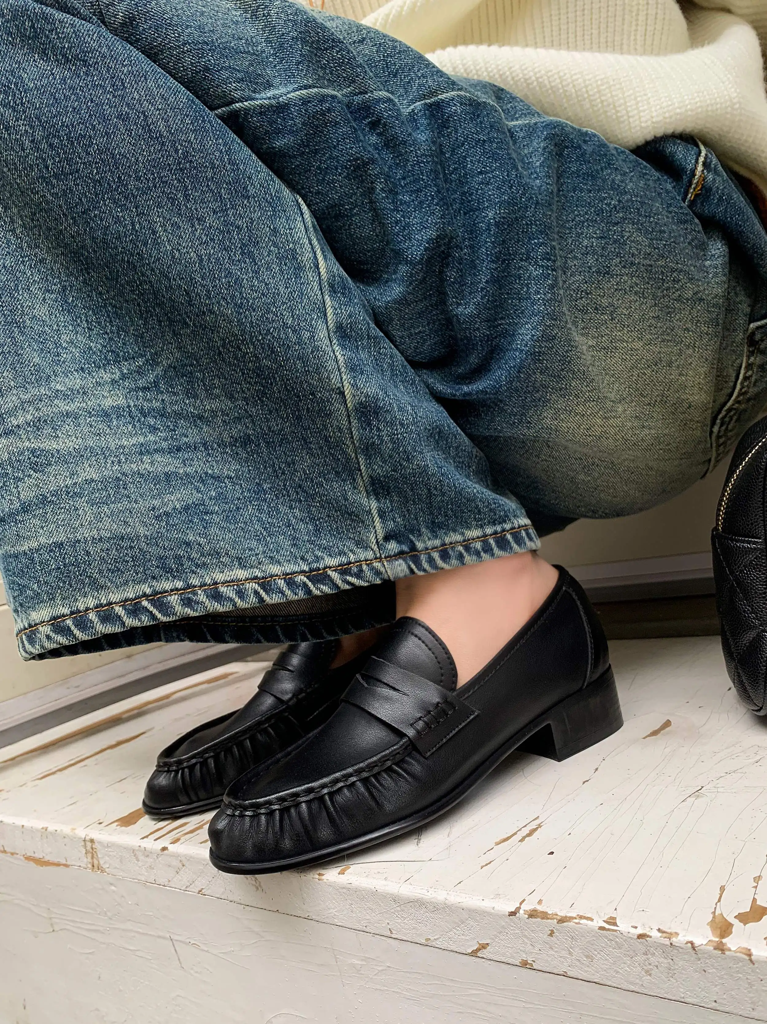 Plus Size 34-42 Cow Leather Slip On Pleated Loafers Autumn Spring Shoes  Concise Luxury Dating Dress Casual ins Brand Women Flats - AliExpress 322