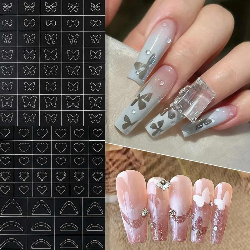 Nail Art Hollow Out Sticker Star Butterfly Love Adhesive Template Stamp Stickers Nail Art Decoration Sticker Nail Charm