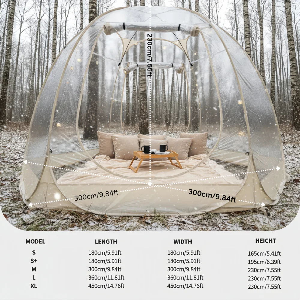 Pop Up Clear Bubble Tent PVC Transparent Tent Ultra-Clear PVC Tear-Resistant Shelter for Winter Forest Snow Camping