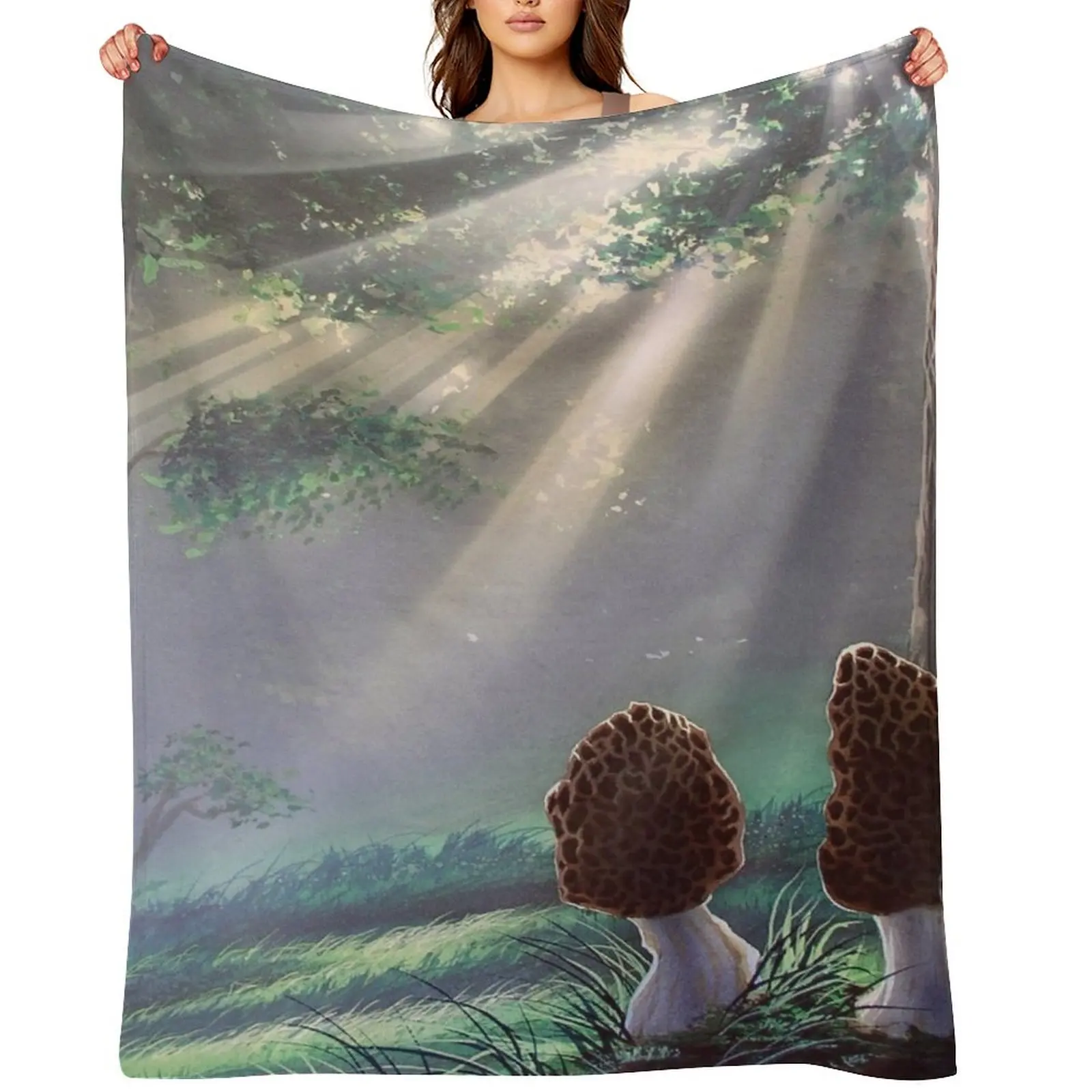 

Woodfish (Morel Mushroom) Throw Blanket Plush for winter Camping christmas gifts Blankets