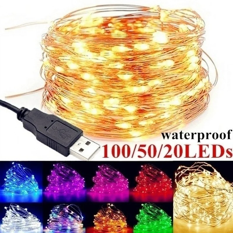 USB Dây 10M Đèn Dây Hoa Đóng Gói Đèn Trang Trí Ngày Lễ Nhà Đèn LED Màu Sắc Dây Đèn Đồ Dùng Trang Trí Giáng Sinh