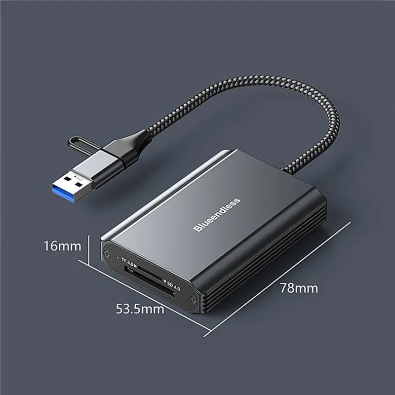 BLUEENDLESS SD/TF4.0 Card Reader 2TB Storage Support 312MB/S Speed For Windows/Macos Android Devices Capacity