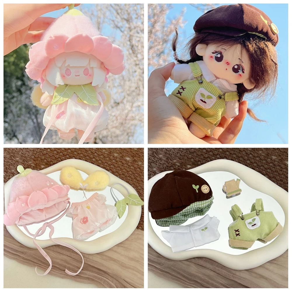 

10cm Plush Doll Clothes Stuffed Figures Toys Costume Doll Sakura Outfit Dress Up Cotton Doll Clothes Accessories